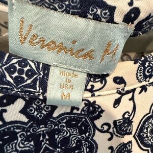 Veronica M Navy and Cream Floral Top